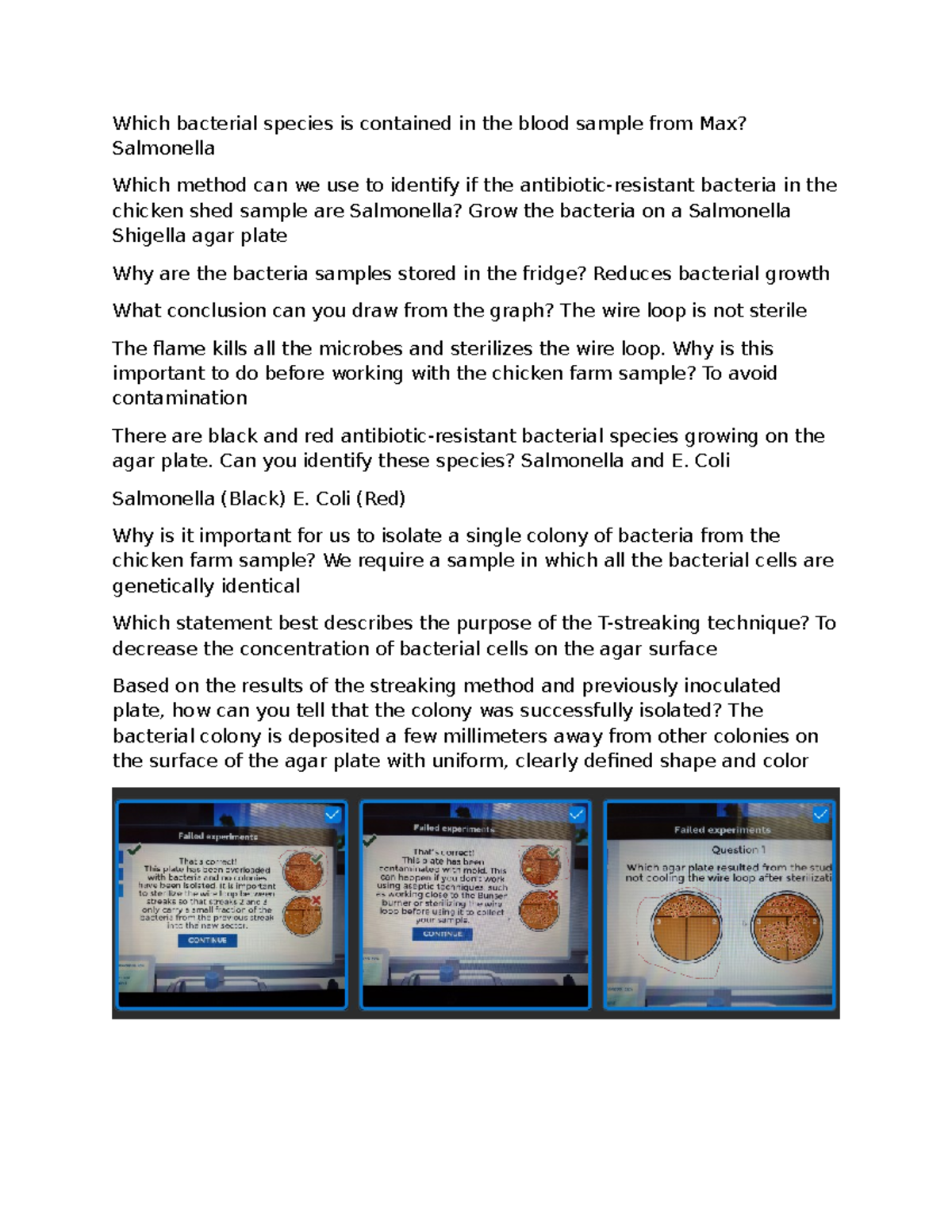 Labster answers wk1OL bacterial isolation Which bacterial species