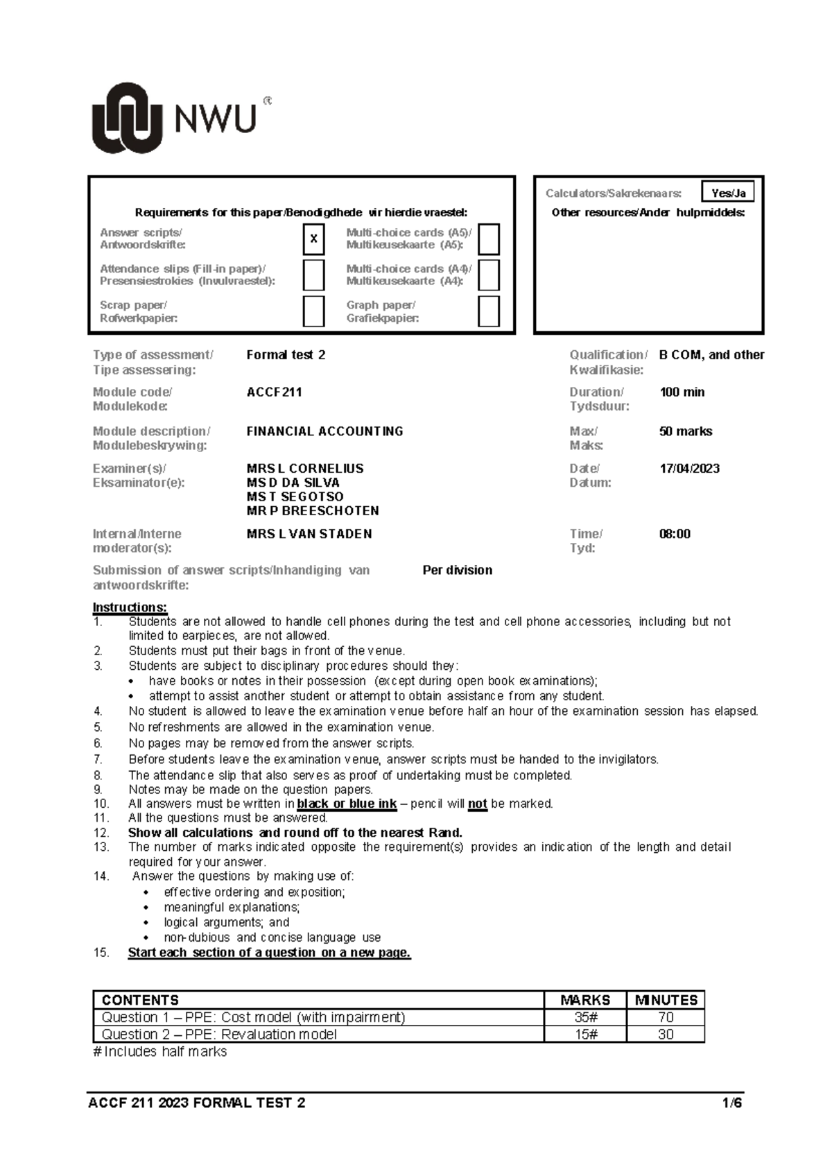 2023+ACCF+211+Formal+test+2 - Calculators/Sakrekenaars: Yes/Ja ...