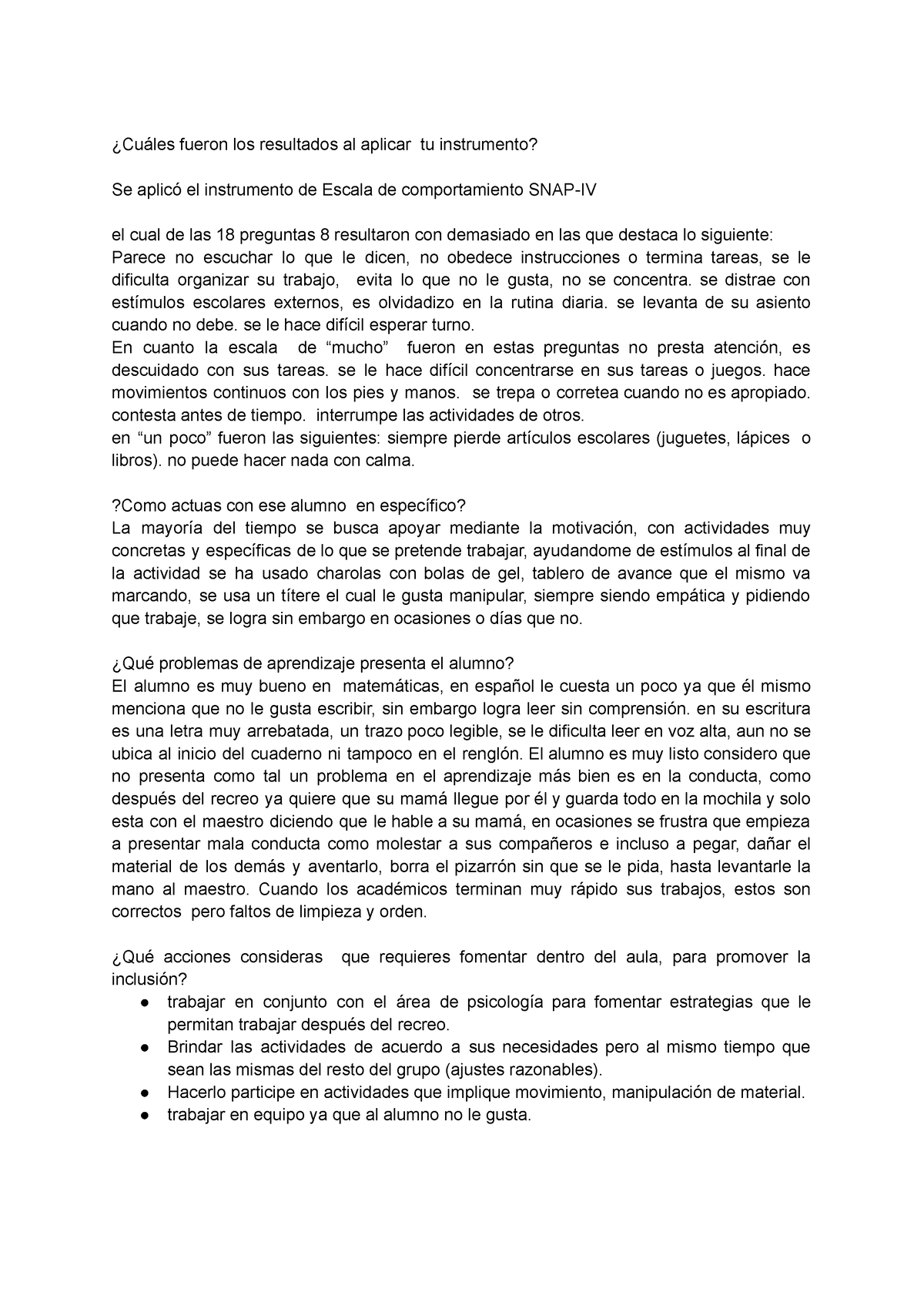 Instrumento Para Identificar Cu Les Fueron Los Resultados Al Aplicar Tu Instrumento Se