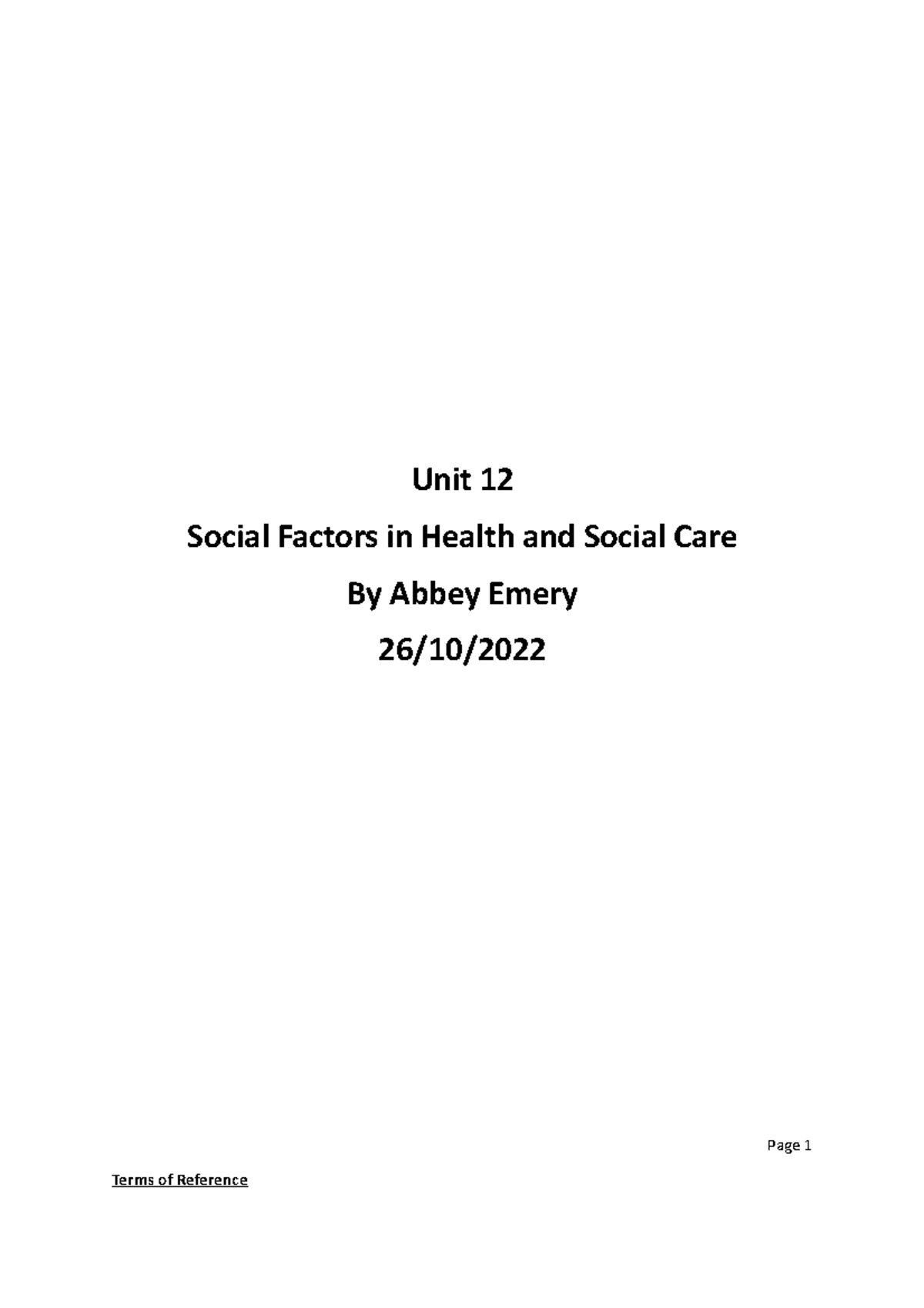 Unit 12 - Social Factors - Unit 12 Social Factors In Health And Social ...