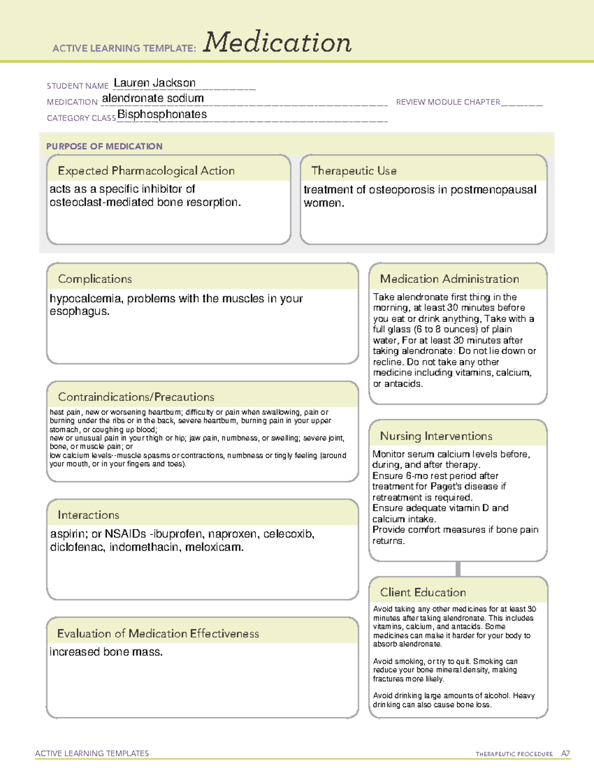 Aldendronate sodium - ACTIVE LEARNING TEMPLATES THERAPEUTIC PROCEDURE A ...