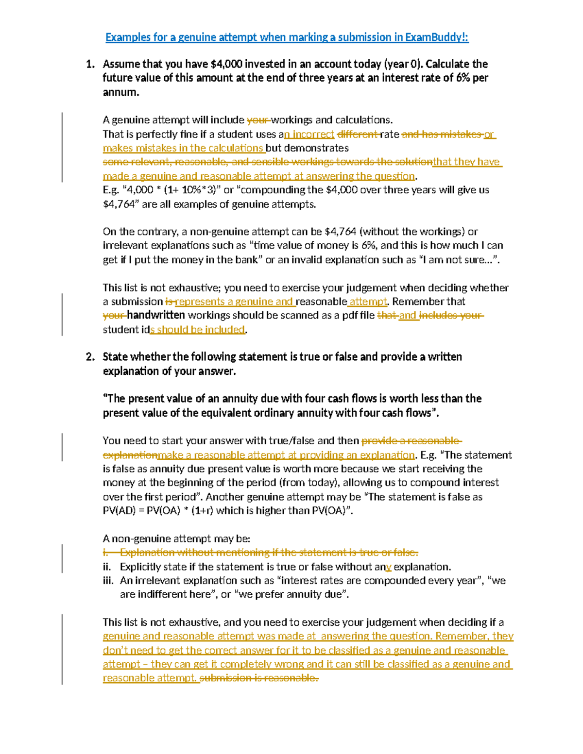 Exam Buddy Genuine Attempt Final - Examples for a genuine attempt when ...