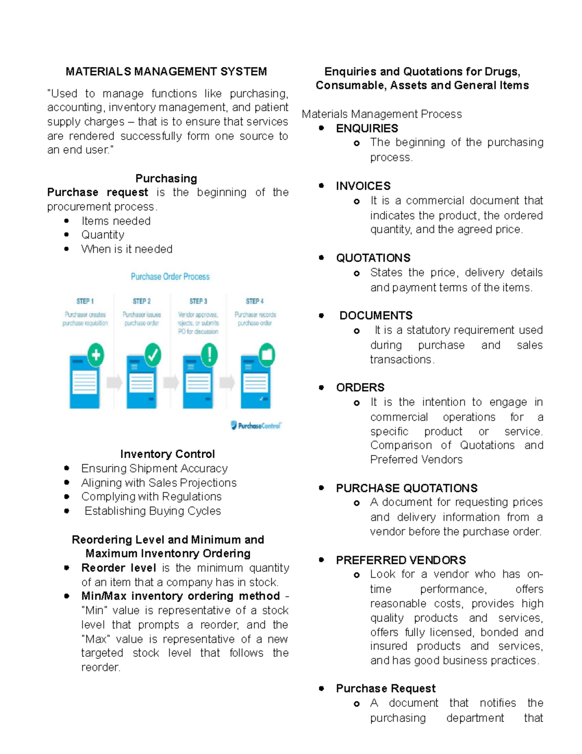 Materials Management System and Clinical DATA Repositories MATERIALS