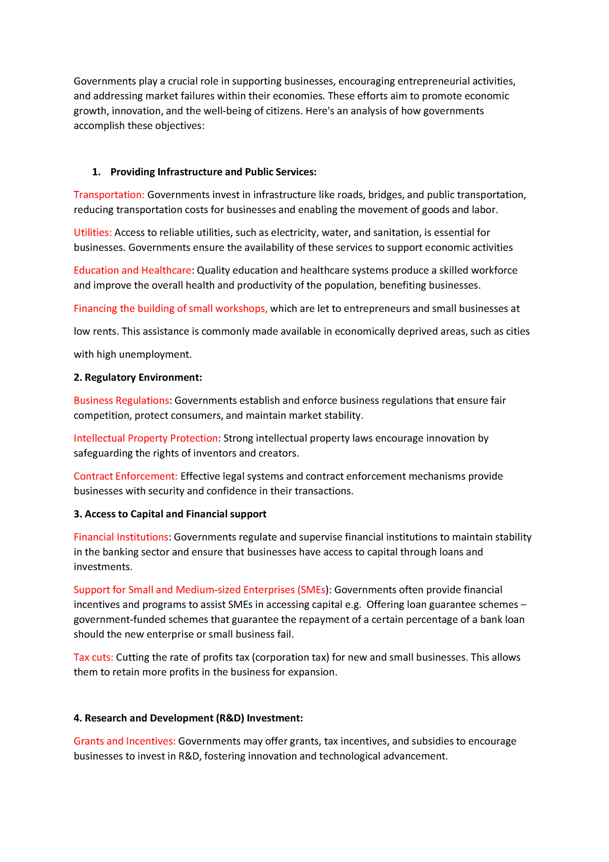 Y13 Notes - .. - Governments Play A Crucial Role In 