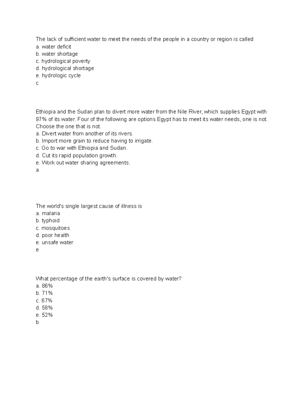 CJS 101 Exam 1 Review - The Lack Of Sufficient Water To Meet The Needs ...