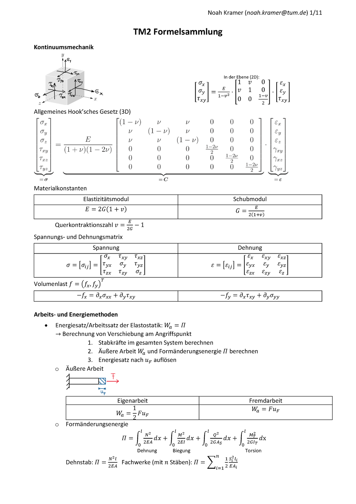 TM2 Formelsammlung Wall - TM2 Formelsammlung Kontinuumsmechanik ...