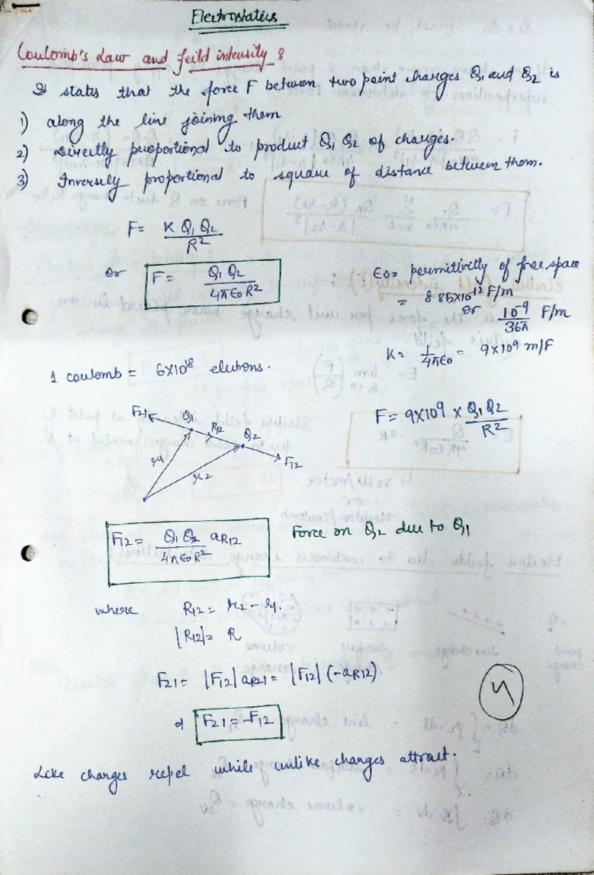 EMFT - Electrostatic Notes - Ataty dile whe |F Elesatiu u fore f betuon ...