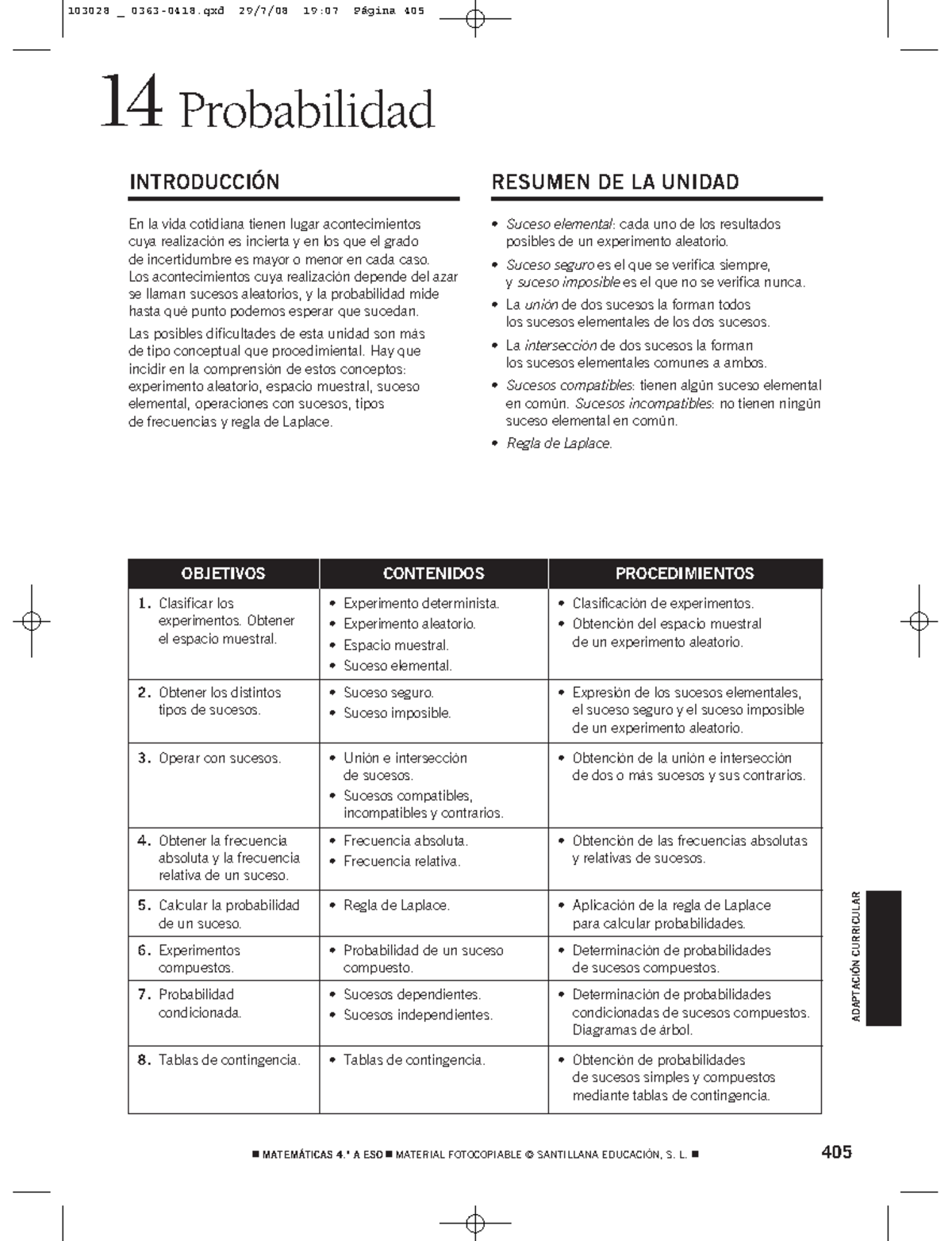 14-Probabilidad - 14 Probabilidad INTRODUCCIÓN ####### En la vida ...
