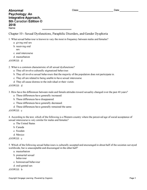 Chapter 10 Sexual Dysfunctions Paraphilic Disorders and Gender