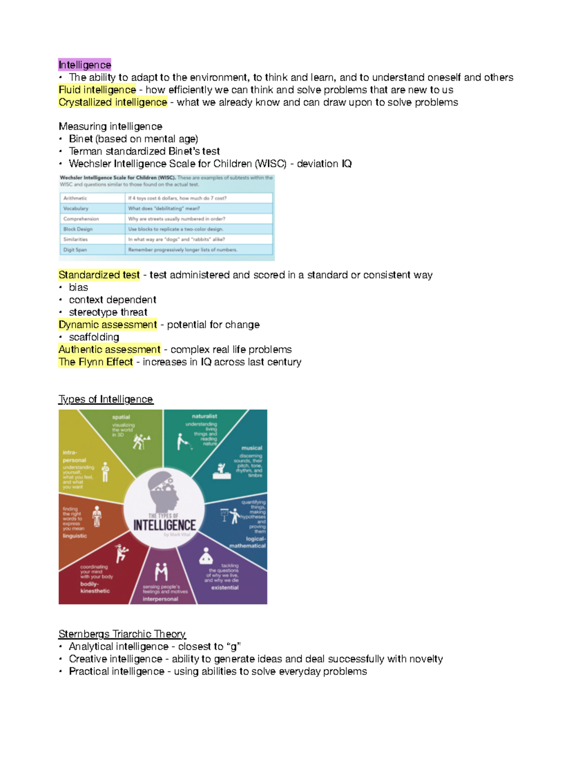 Chapter 8 - Intelligence - Intelligence The ability to adapt to the ...