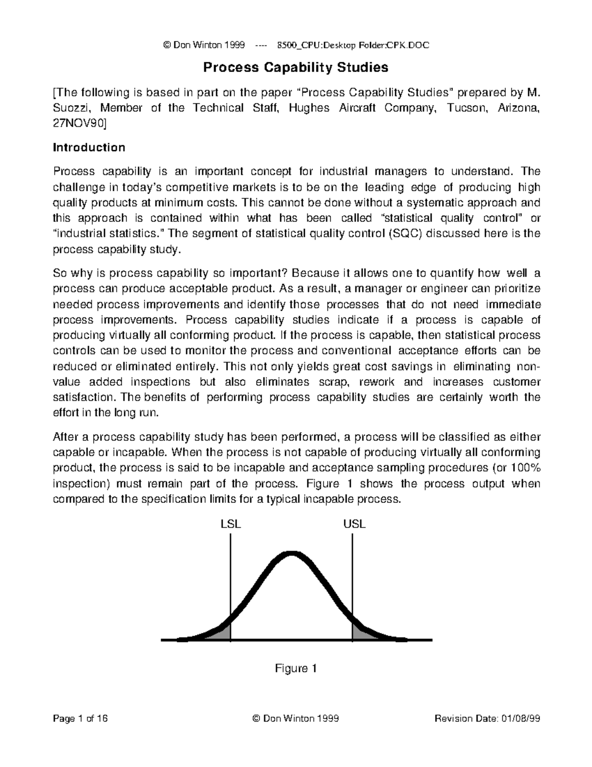 Process Capability Studies - Suozzi, Member of the Technical Staff ...