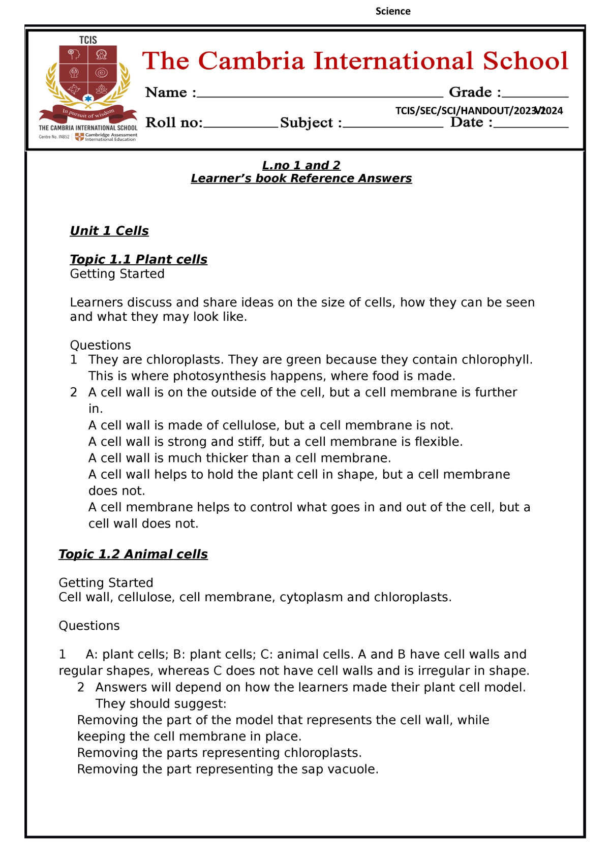 homework and remembering grade 6 unit 1 answer key