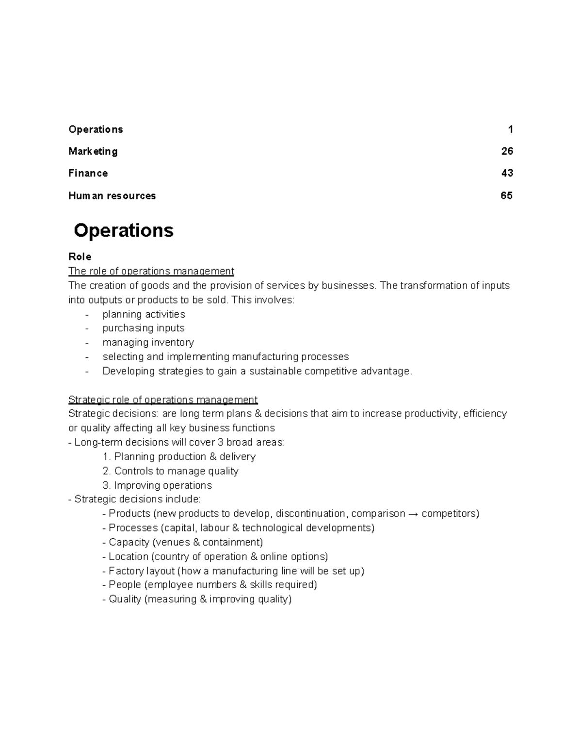 BS-Notes - Business Studies Notes - Operations 1 Marketing 26 Finance ...