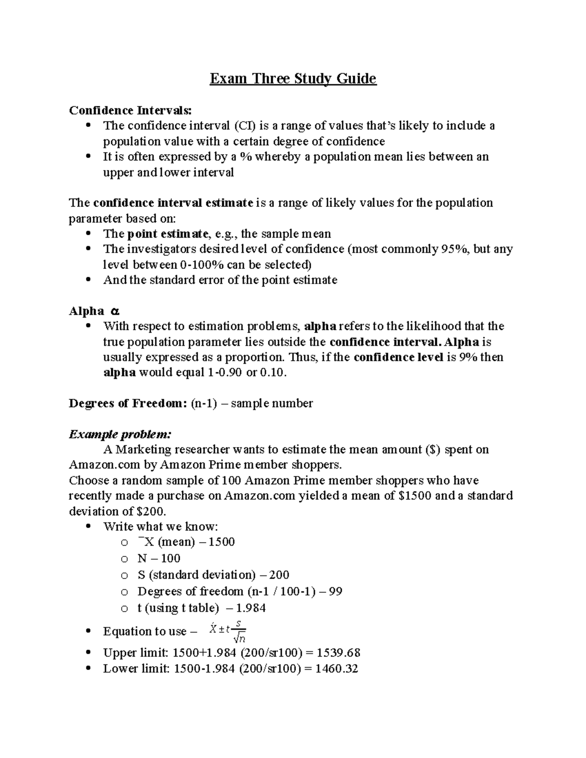 WCOB Exam Three Study Guide - Exam Three Study Guide Confidence ...