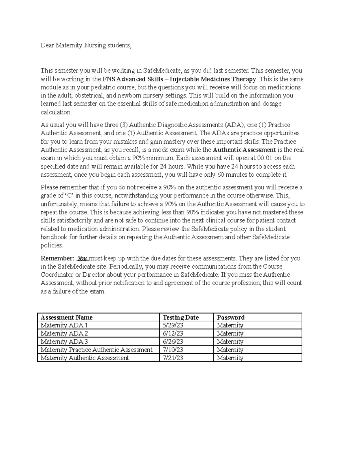 Safe Medicate Maternity Communication Summer 23 - Dear Maternity ...