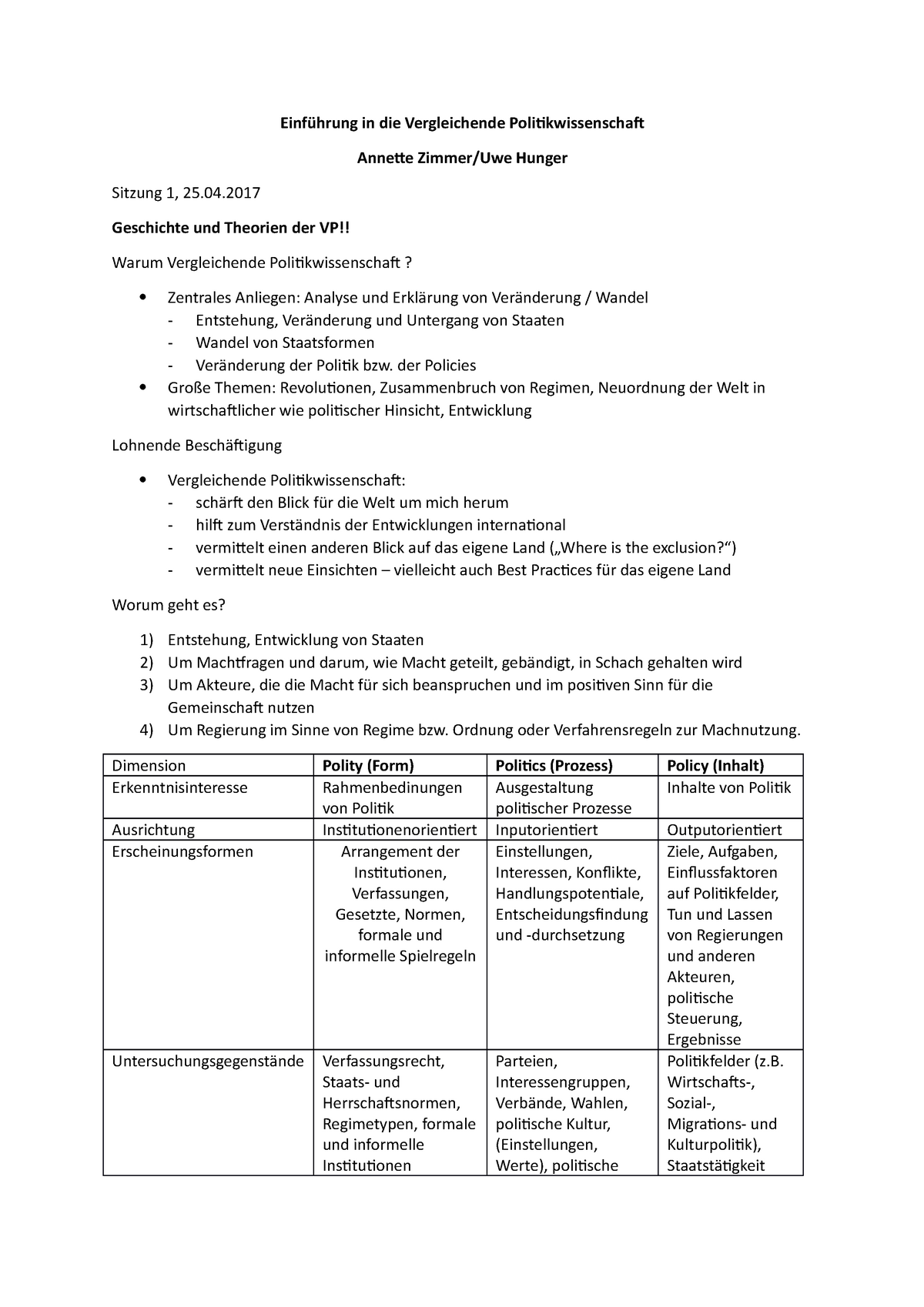 Vergleichende Politikwissenschaft - Einführung In Die Vergleichende ...