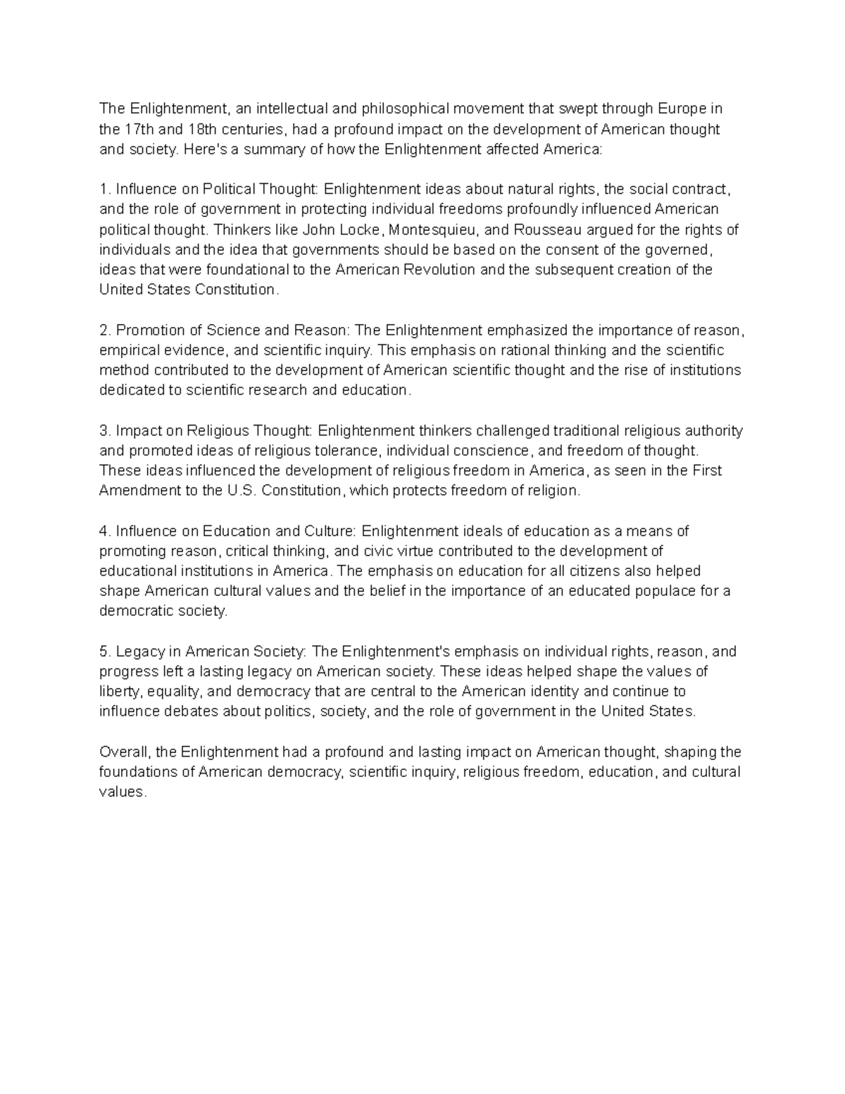 The Enlightenment Summary ( Apush) The Enlightenment, an intellectual and philosophical