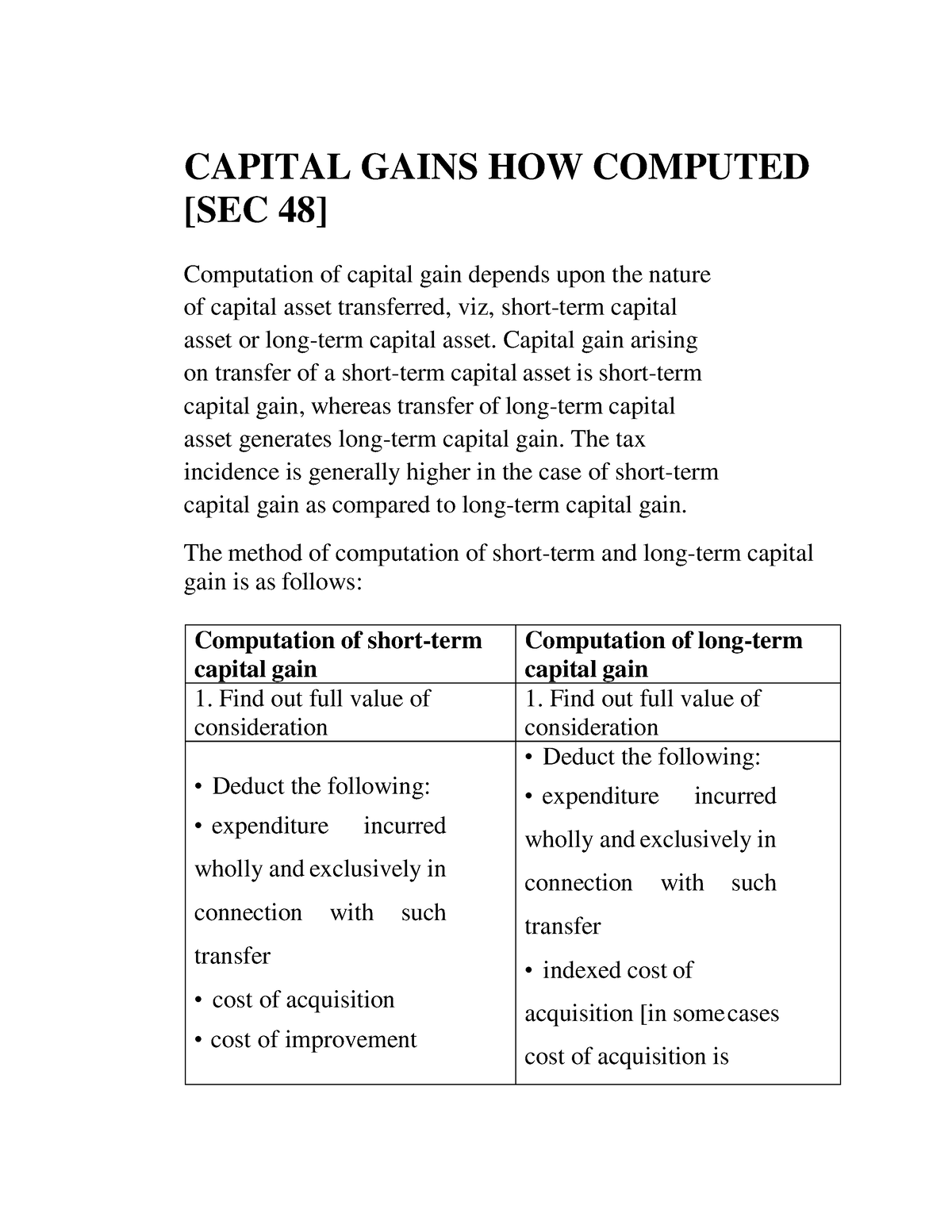 assignment on capital gains