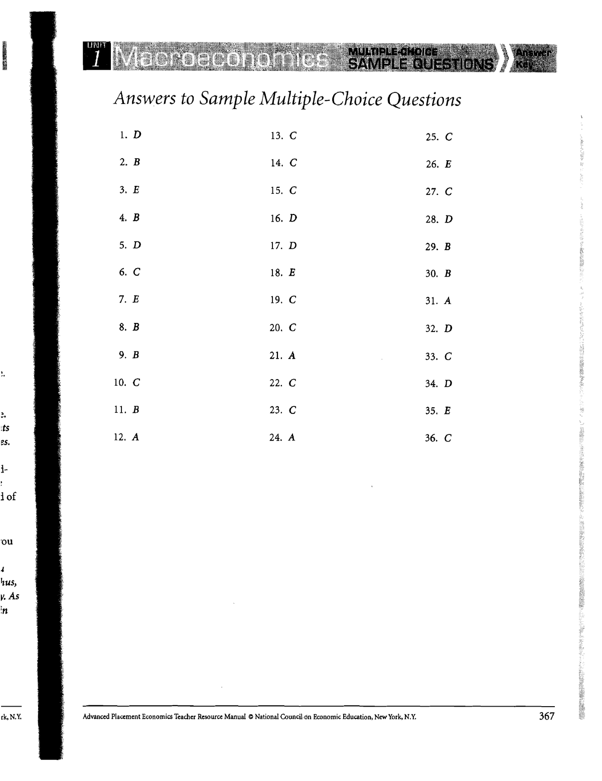 APE Unit I Prax Test Answers - I I • Answers to Sample Multiple-Choice ...