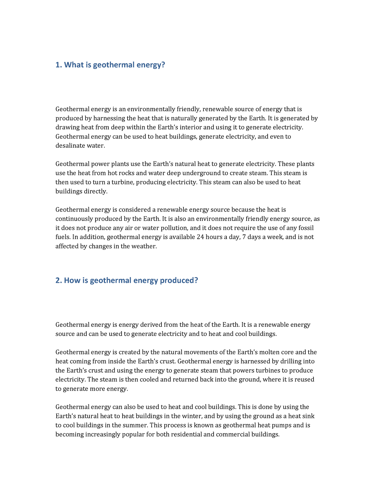 geothermal energy essay conclusion