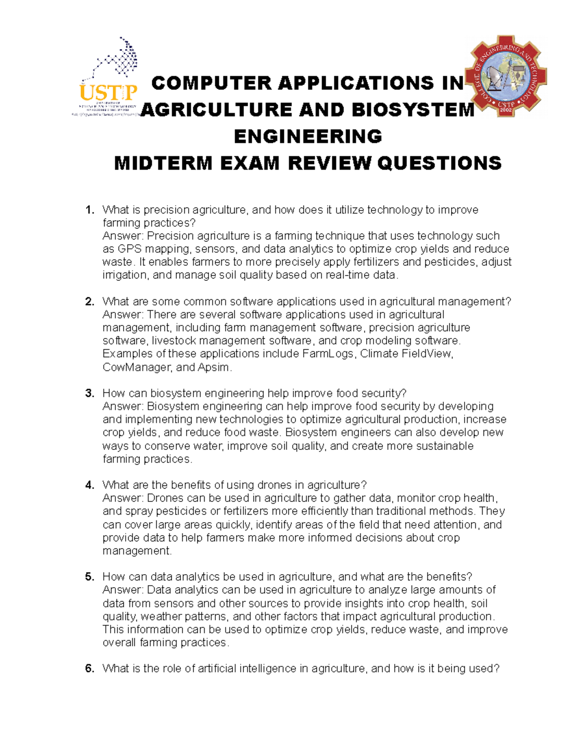 Computer Applications IN Agriculture AND Biosystem Engineering ...