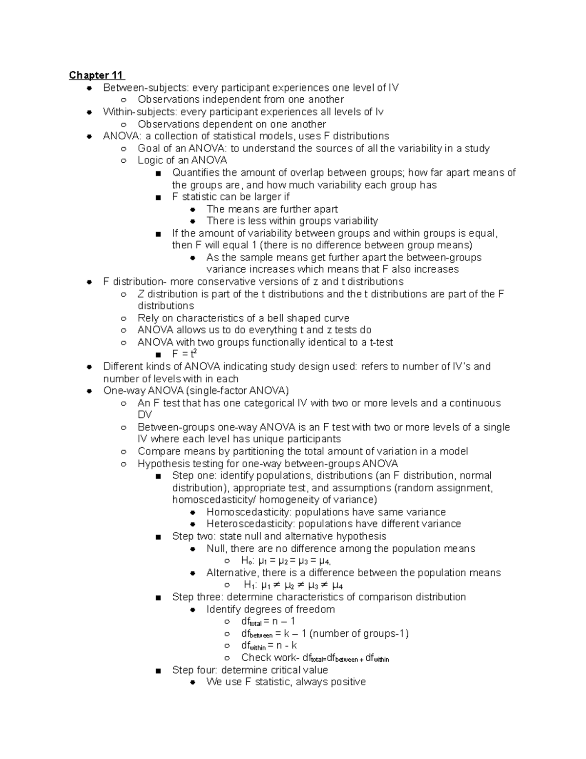PY 211 final notes - Summary Elem Statistical Methods - Chapter 11 ...