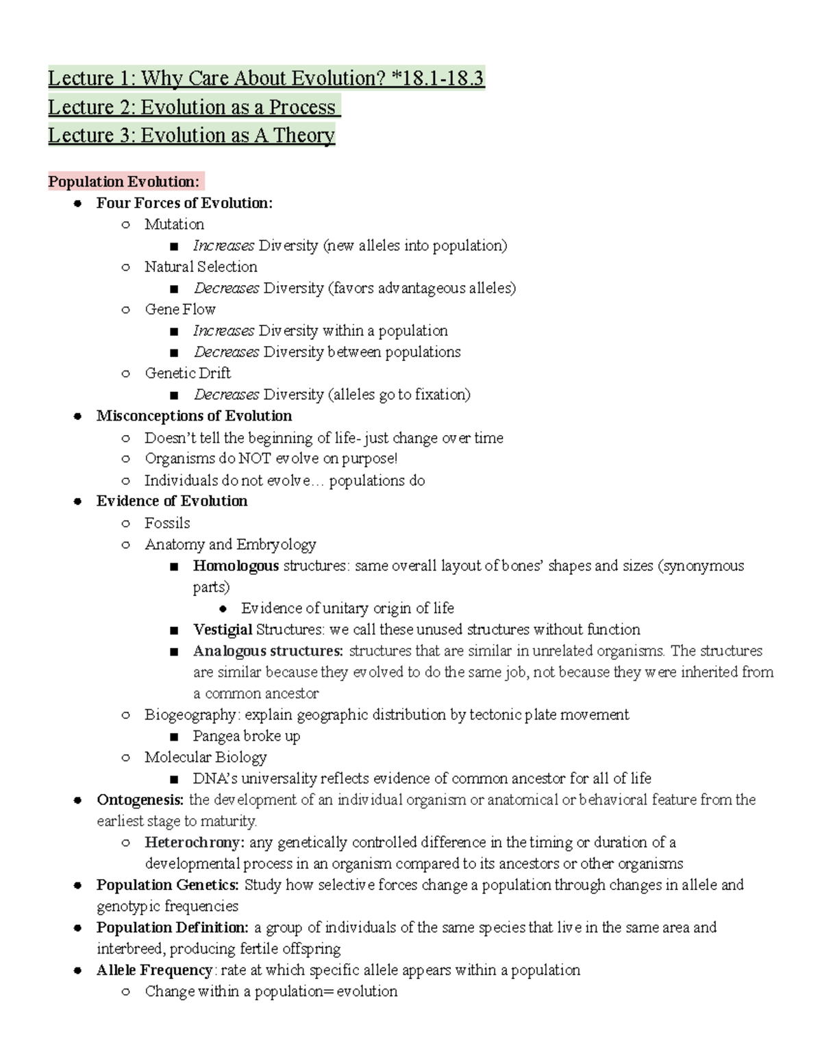 Evolution All Lectures - Lecture 1: Why Care About Evolution? *18-18 ...