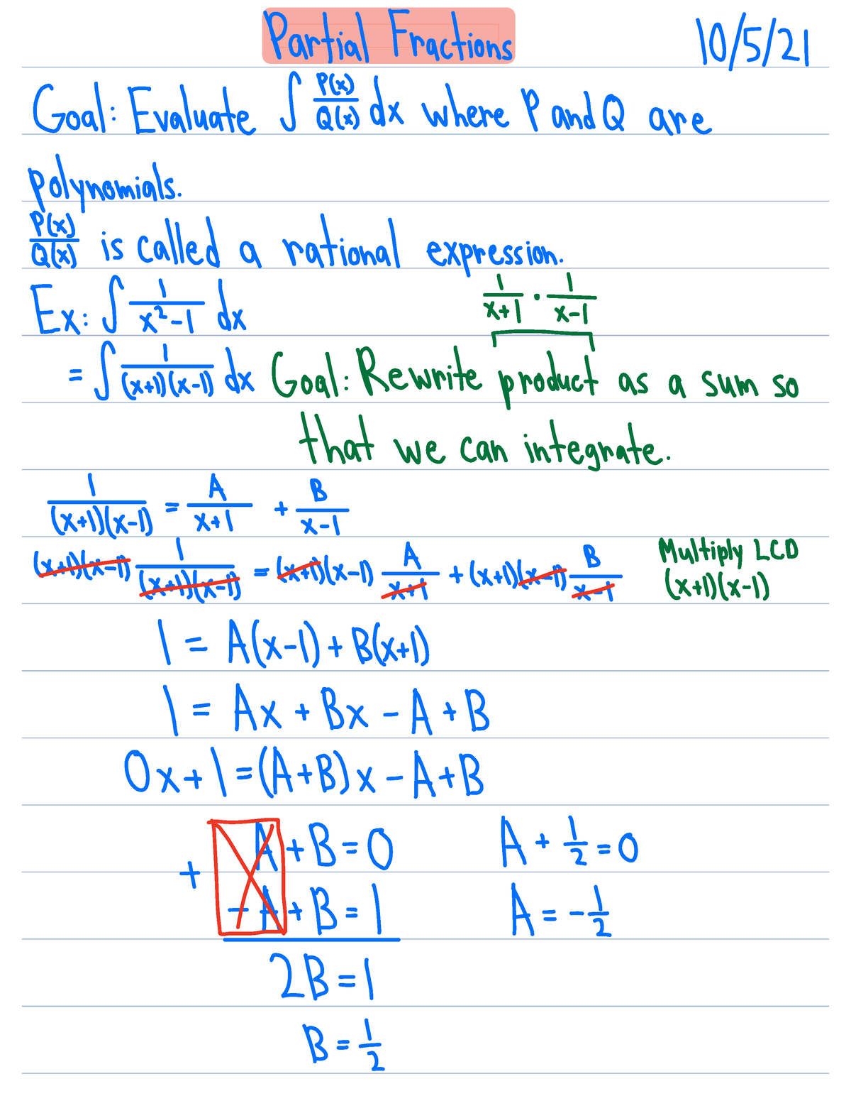 Partial Fractions(7.4) Case 1 - Partial Fractions 10521 Goal Evaluated ...