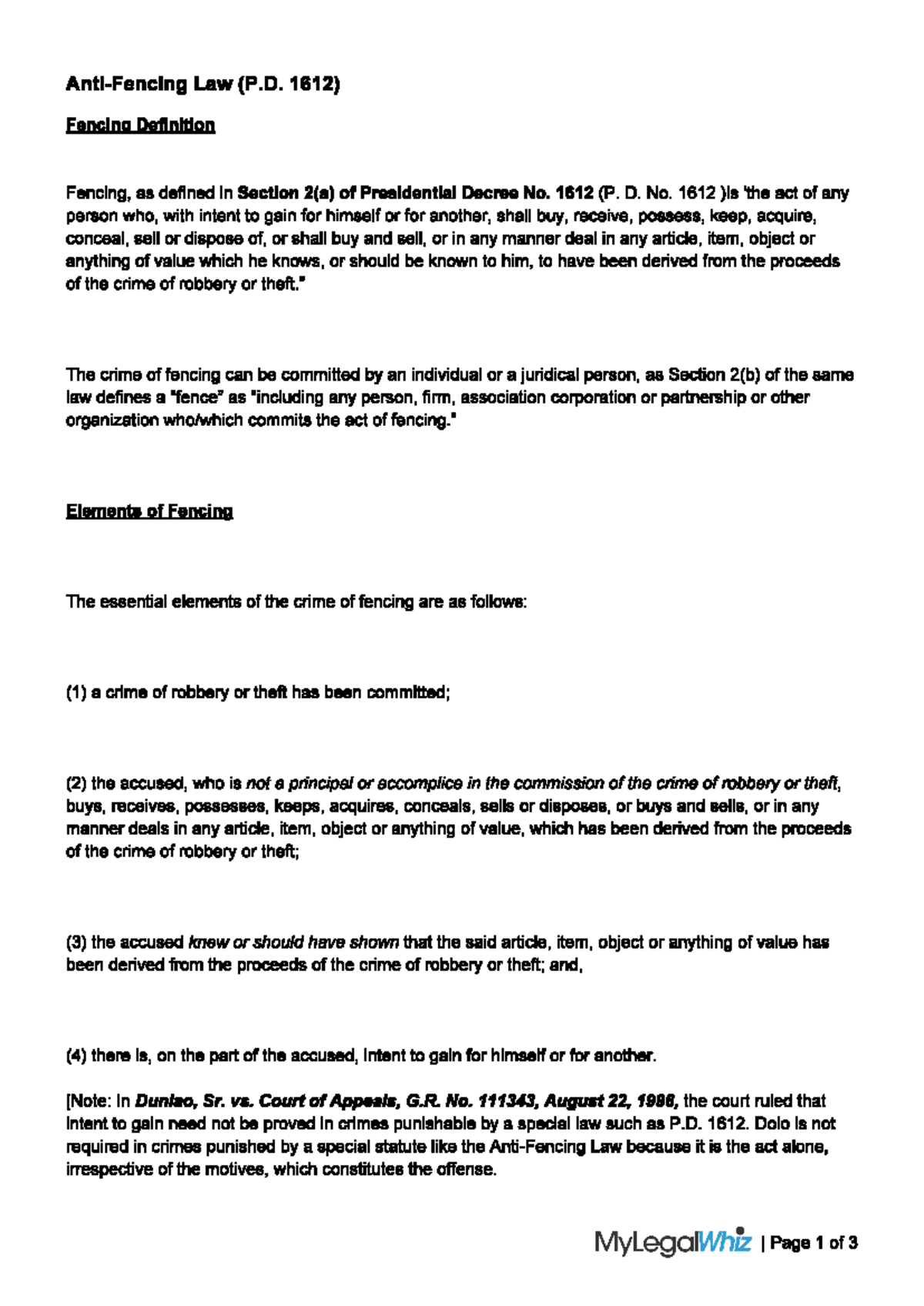 ANTI Fencing LAW notes Law (P. 1612) Fencing Definition Fencing, as