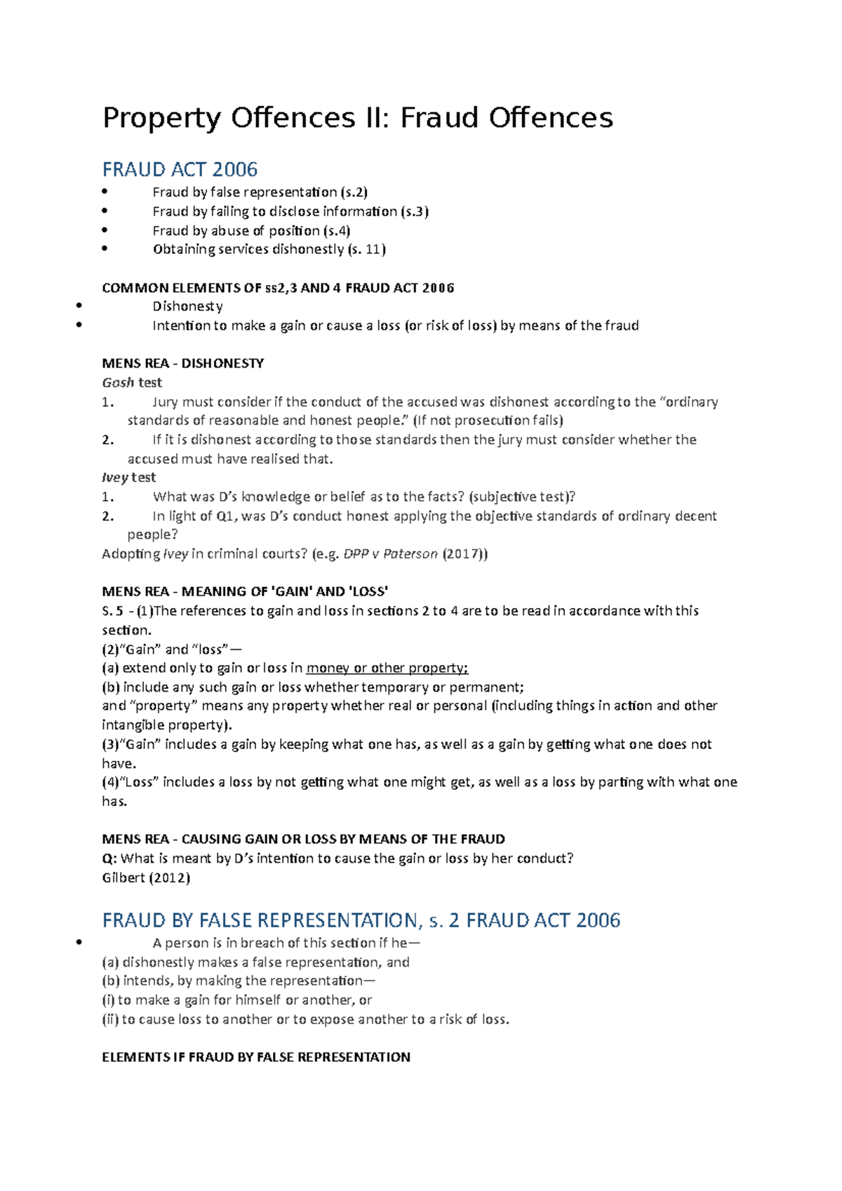 Property Offences II- Fraud Offences Lecture - Property Offences II ...