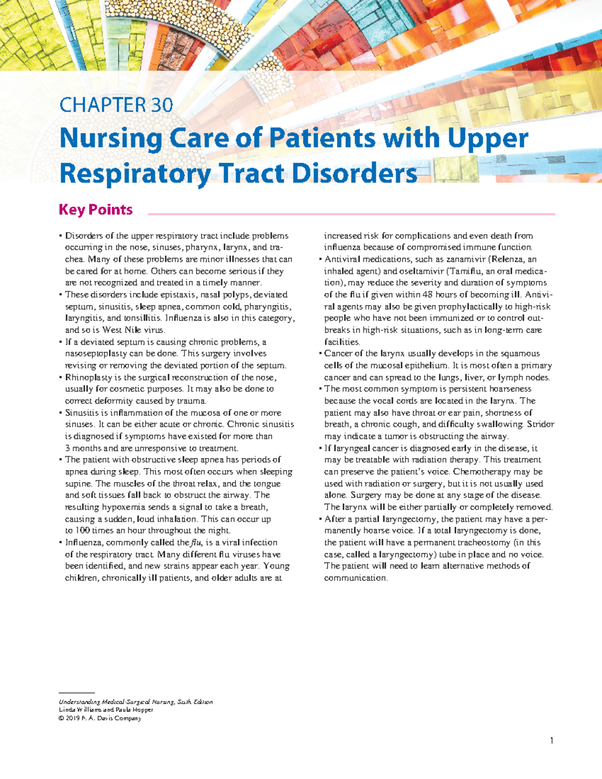 Ch30 - Chapter 30 - CHAPTER 30 Nursing Care of Patients with Upper ...