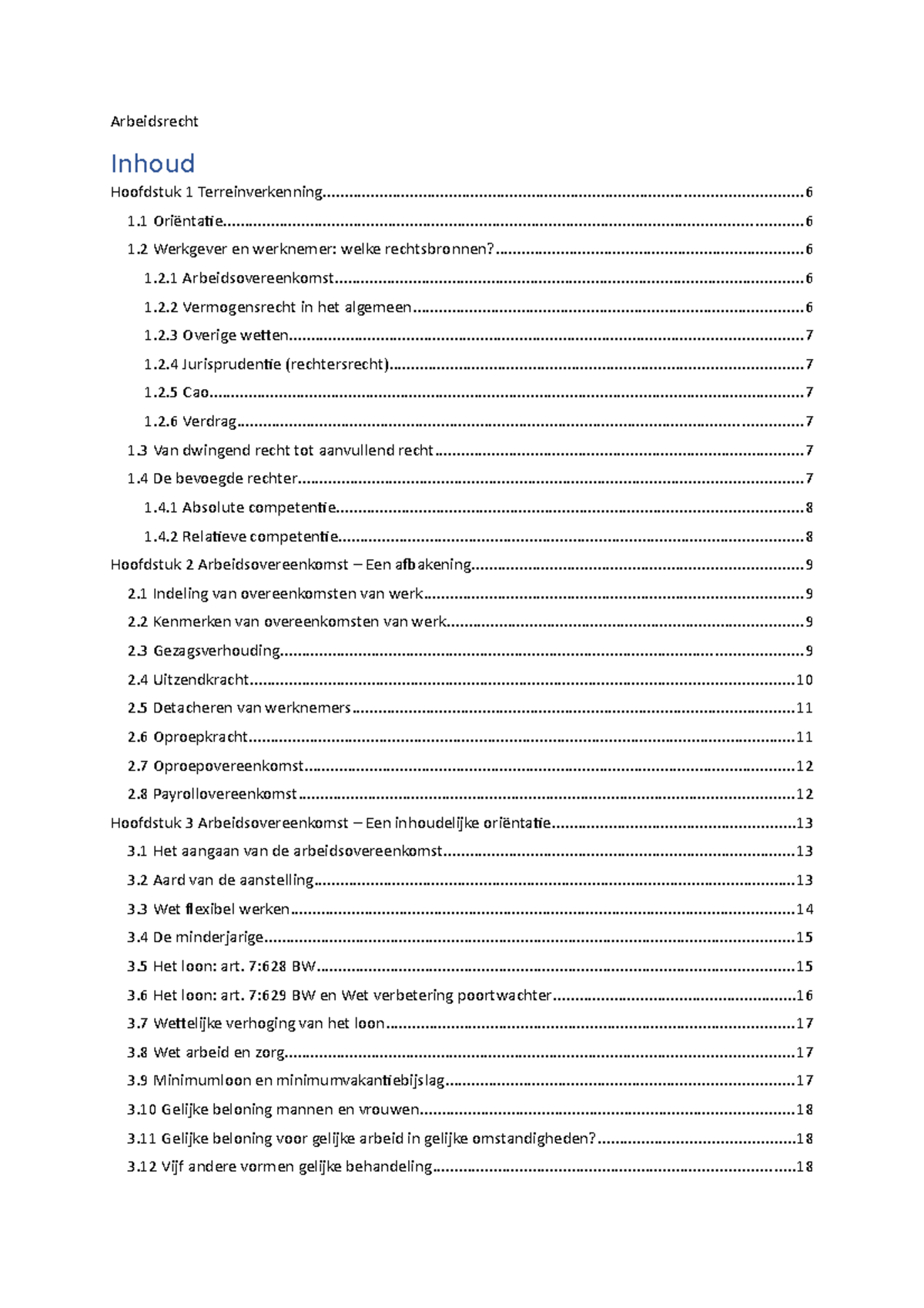 Arbeidsrecht Samenvatting - Arbeidsrecht Hoofdstuk 1 - Studeersnel