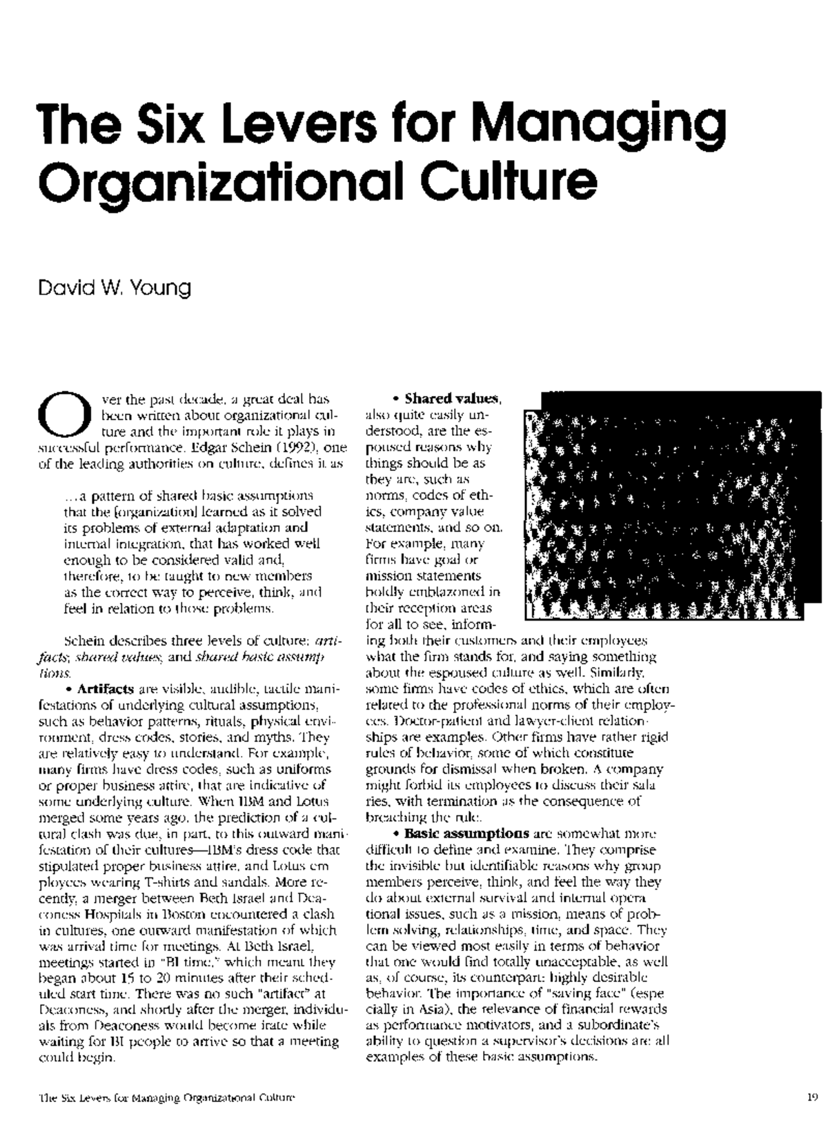 The six levers for managing culture The Six Levers for Managing