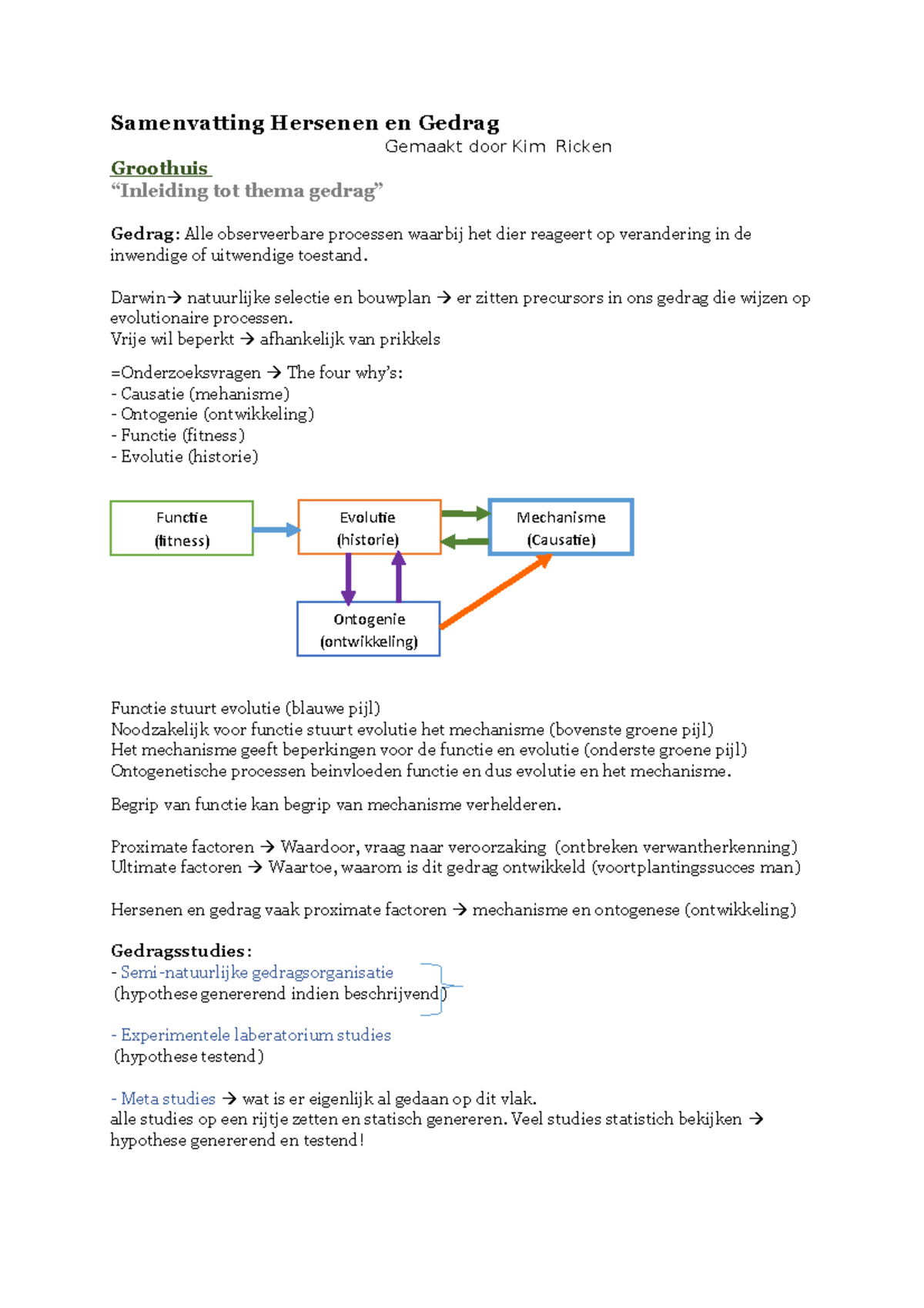 Samenvatting Hersenen En Gedrag - Samenvatting Hersenen En Gedrag ...