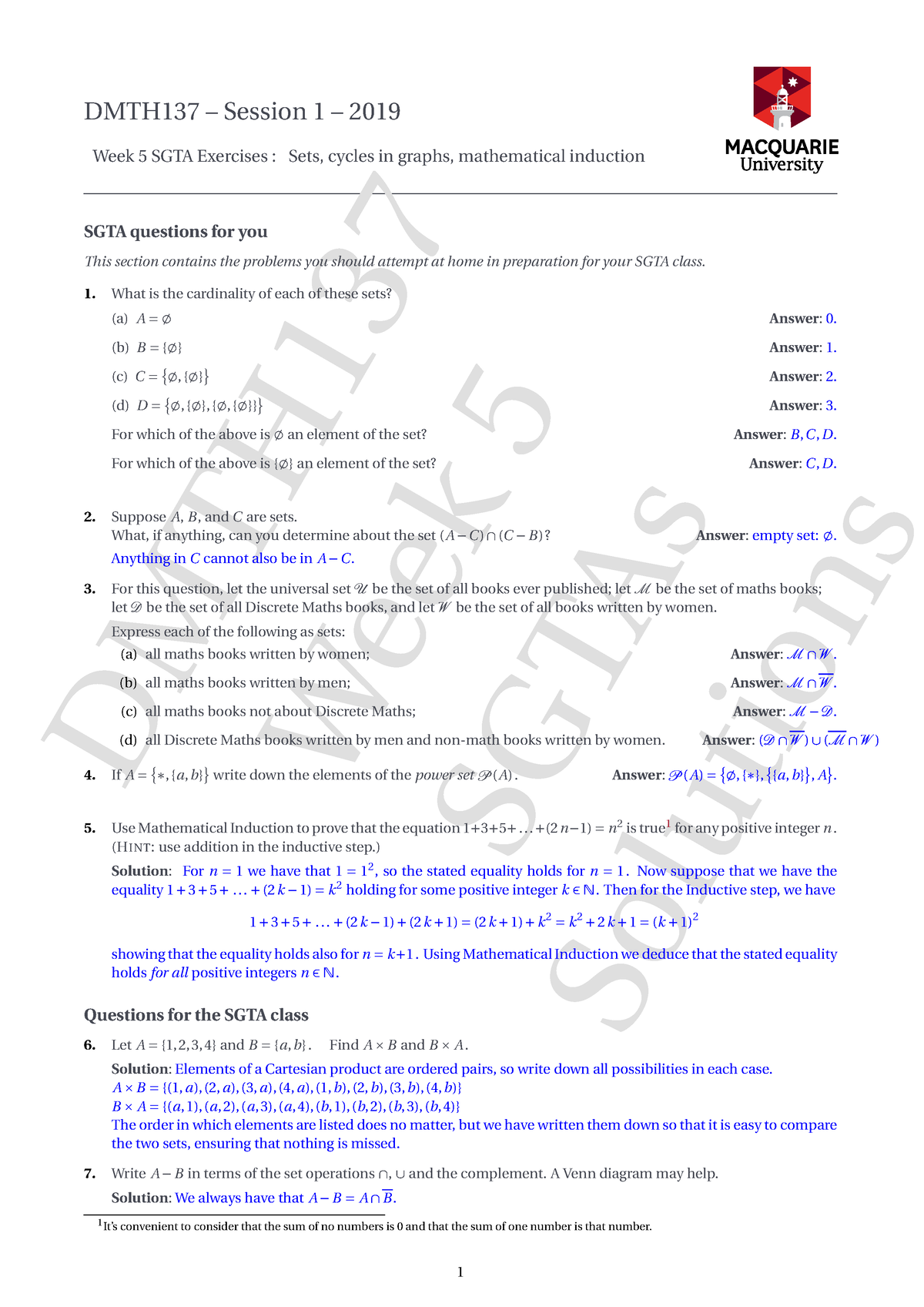 Week5-SGTA-solutions - DMTH137 – Session 1 – 2019 Week 5 SGTA Exercises ...