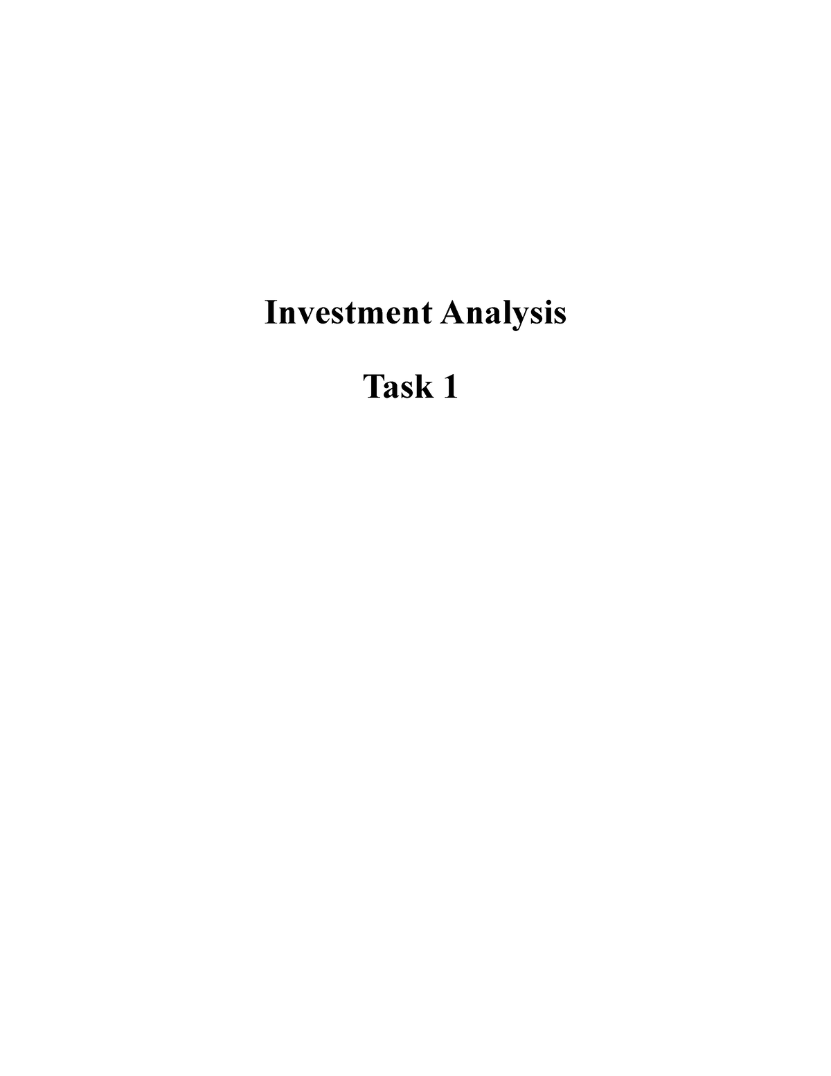 investment analysis assignment upgrad