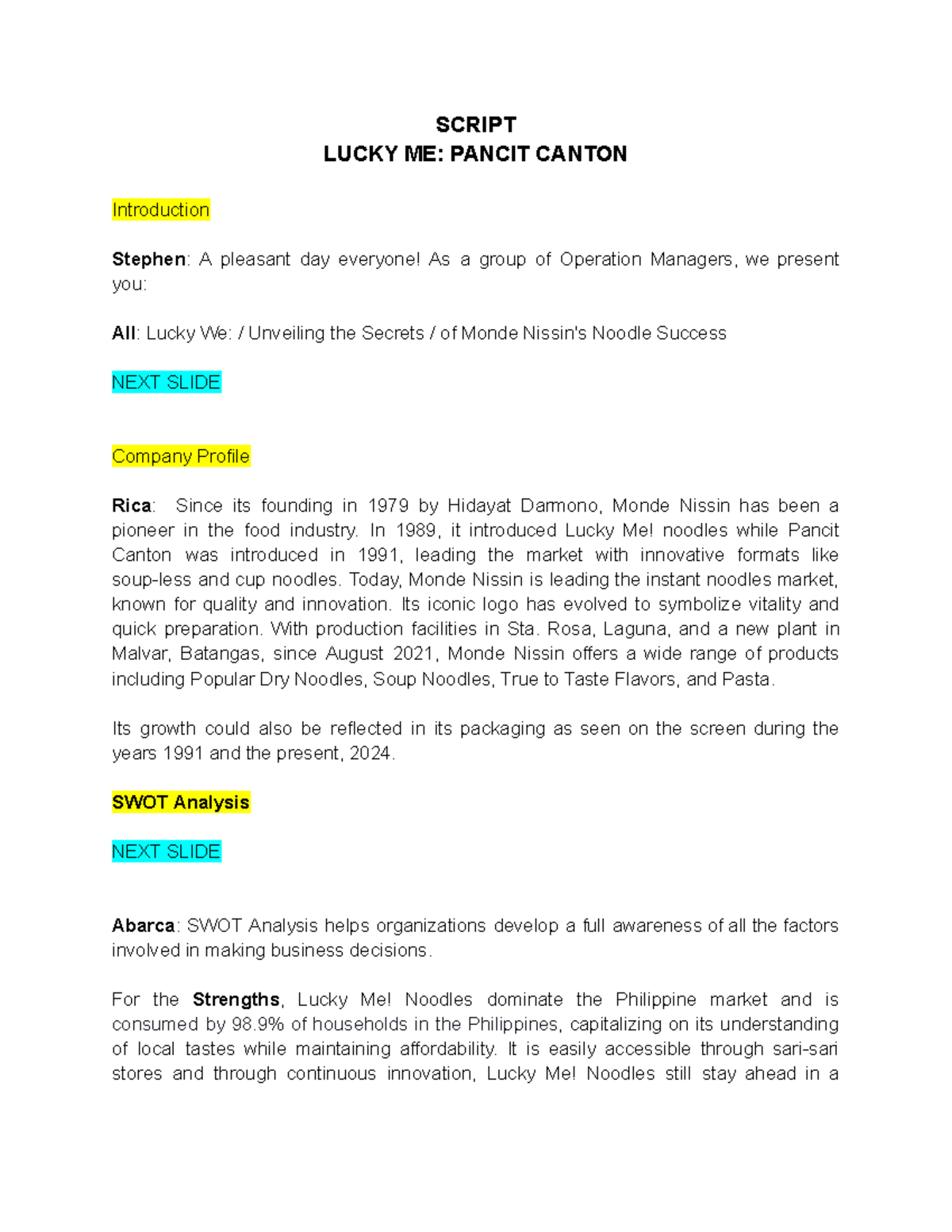Script - Alsjdisnakshx - SCRIPT LUCKY ME: PANCIT CANTON Introduction ...