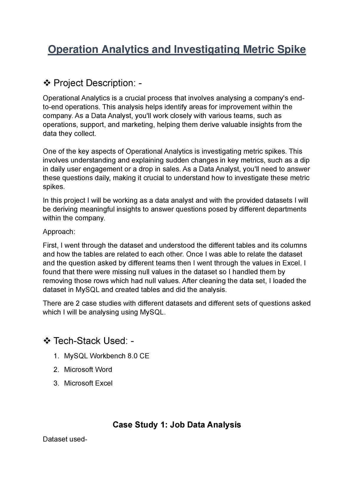 case study 2 (investigating metric spike)