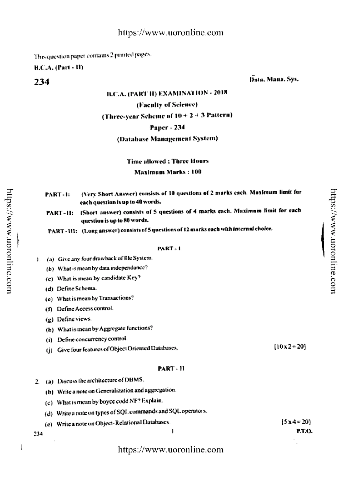Bca part 2 database management system 204 2021 - BCA - Studocu