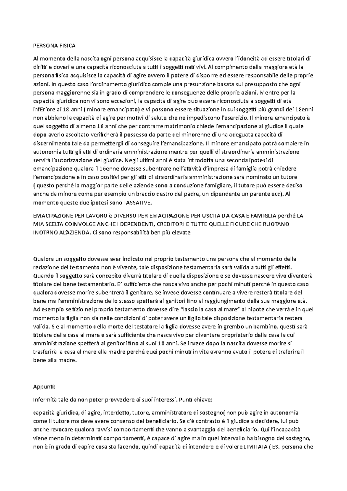 3 persona fisica e capacità di intendere e volere PERSONA FISICA Al momento della nascita ogni