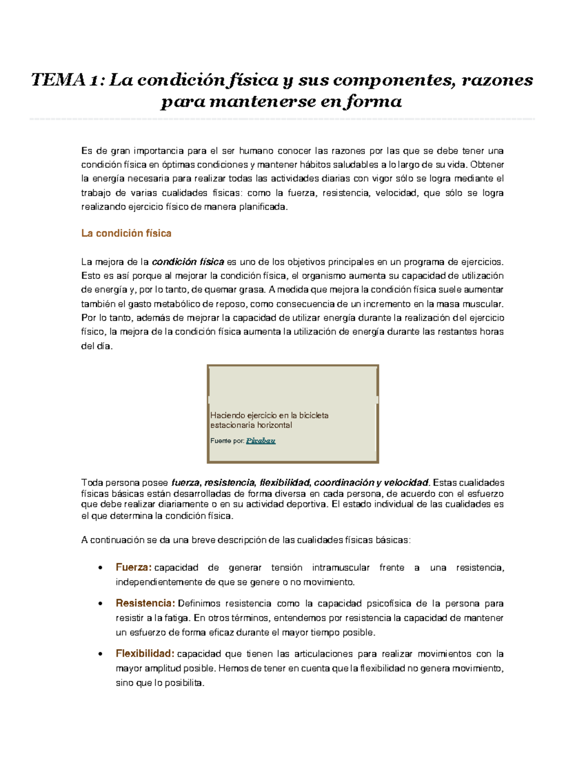 Unidad 1 Contenido Juegos Organizados TEMA 1 La Condici n F sica Y 