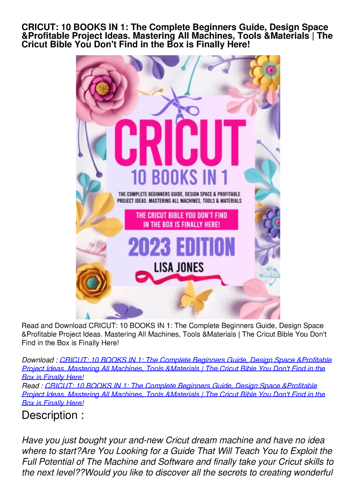 cricut books pdf free download