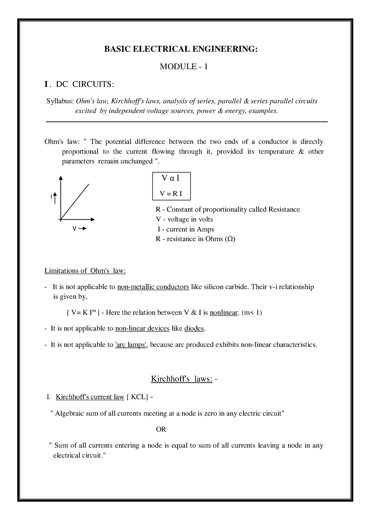 BEE Module 1 - Basic Electrical Engineering Sem-1 - BASIC ELECTRICAL ...