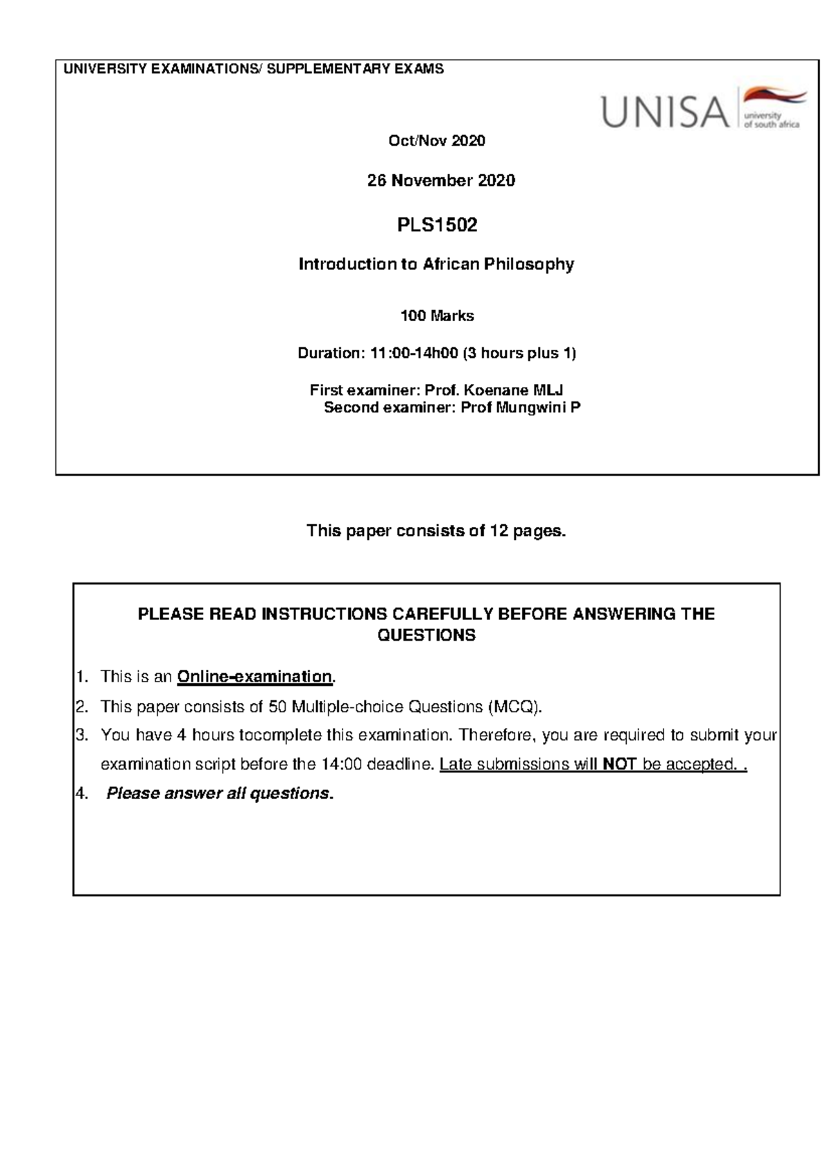 PLS1502 2020 Exam - study material - UNIVERSITY EXAMINATIONS ...