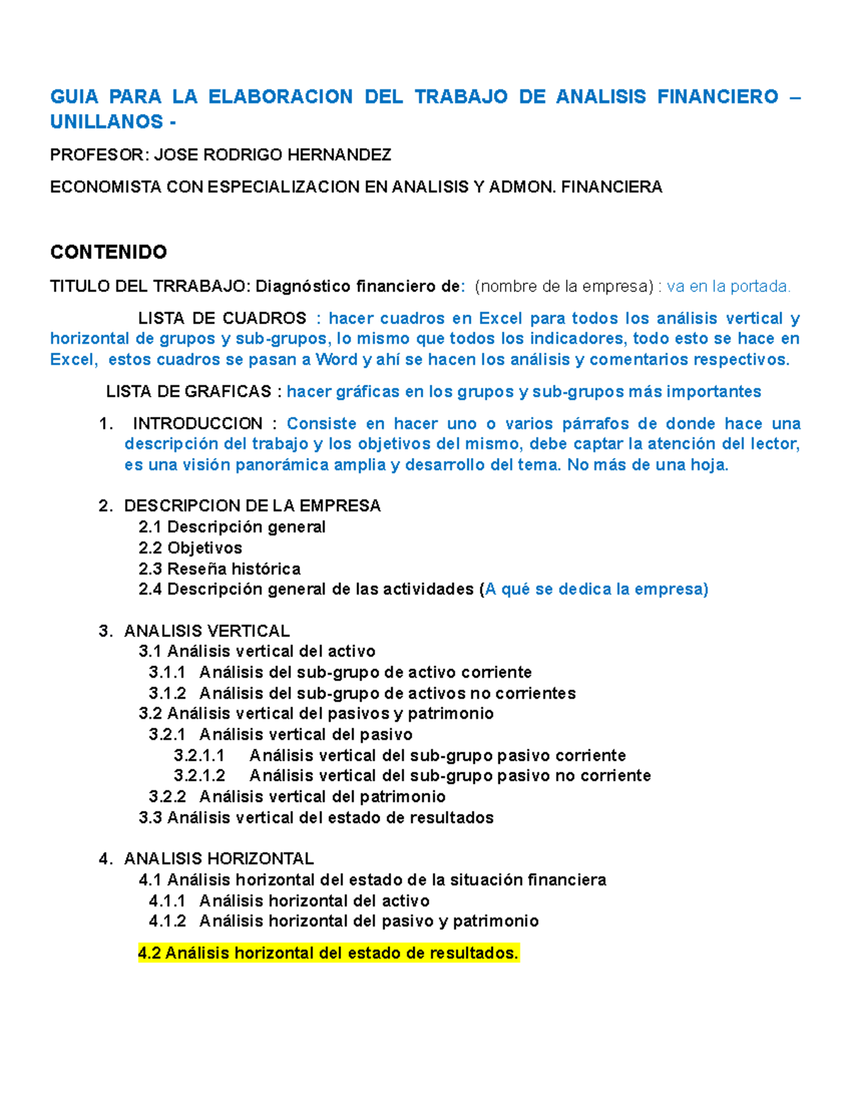 GUIA PARA LA Elaboracion DEL Trabajo DE Analisis Financiero - GUIA PARA ...