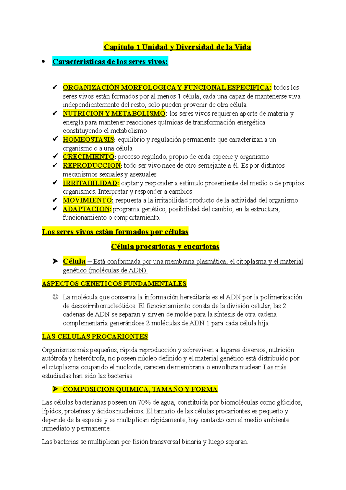 Vivos - Resumen Para El Primer Parcial De Biología-2021 Unidad 1,2,3 ...