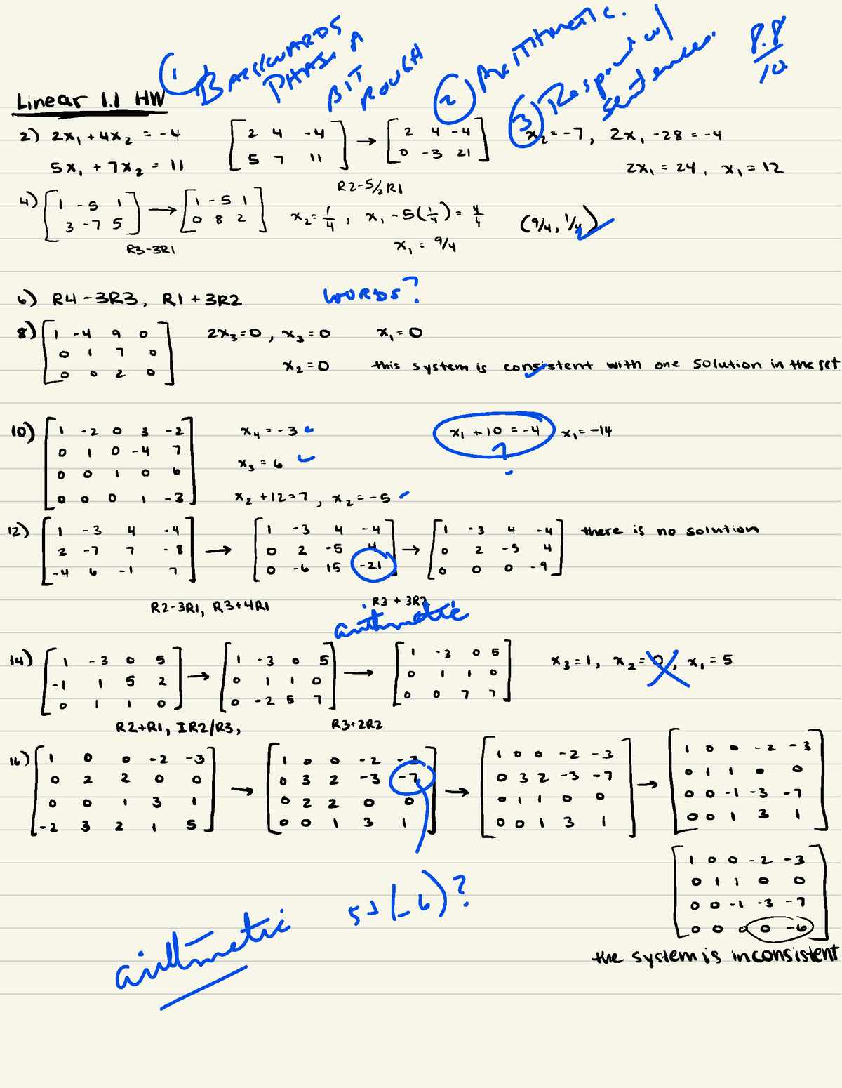 Linalg 1 - Linear 1 HW 2 ×1+4× 2 = - 4 2 4 - 4 , , Z , ] 2=-7 , ZX ...