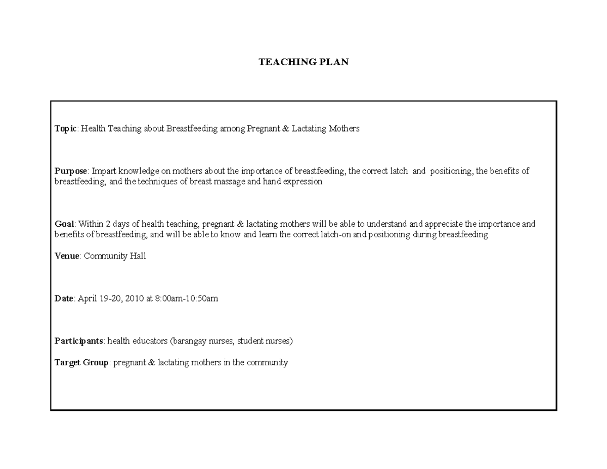 30146683TeachingPlan TEACHING PLAN Topic Health Teaching about