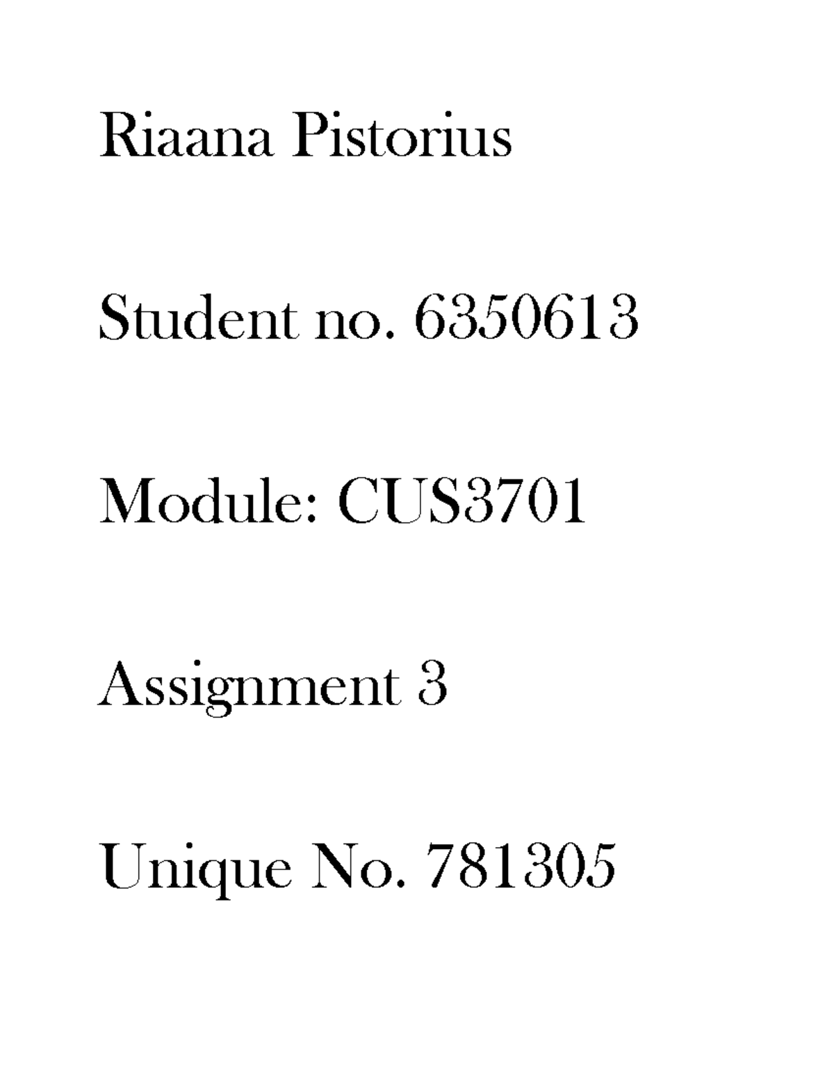 Cus3701 Warning Tt Undefined Function 32 Riaana Pistorius Student No Module Cus Cus3701 Warning Tt Undefined Function 32 Riaana Pistorius Student No Module Cus