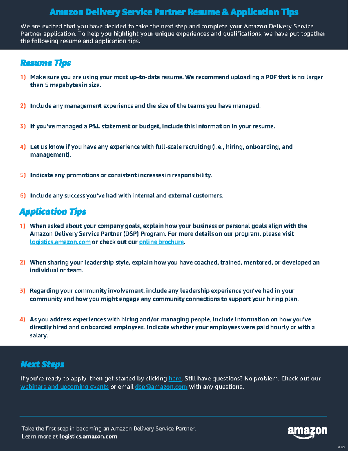 Amazon Delivery Service Partner Resume and Application Tips 8 20 ...